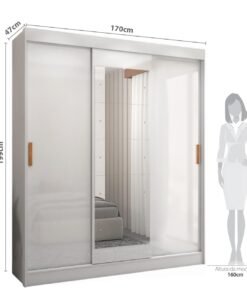 Guarda-roupa 3 Portas (com Espelho) Capri 1,70 M Branco/preto/branco - Fellicci