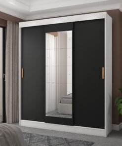 Guarda-roupa 3 Portas (com Espelho) Capri 1,70 M Branco/preto/branco - Fellicci