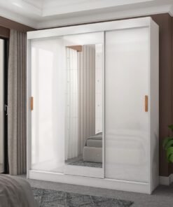 Guarda-roupa 3 Portas (com Espelho) Capri 1,70 M Branco/preto/branco - Fellicci
