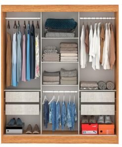 Guarda-roupa 3 Portas (com Espelho) Capri 1,70 M Cinamomo/grafite/off White - Fellicci