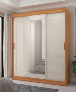 Guarda-roupa 3 Portas (com Espelho) Capri 1,70 M Cinamomo/grafite/off White - Fellicci