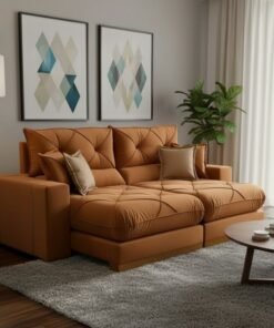 Sofá Retrátil Reclinável 2.50m Gran Bello  (BARUC) Veludo Terracota - D33 e Molas Ensacadas