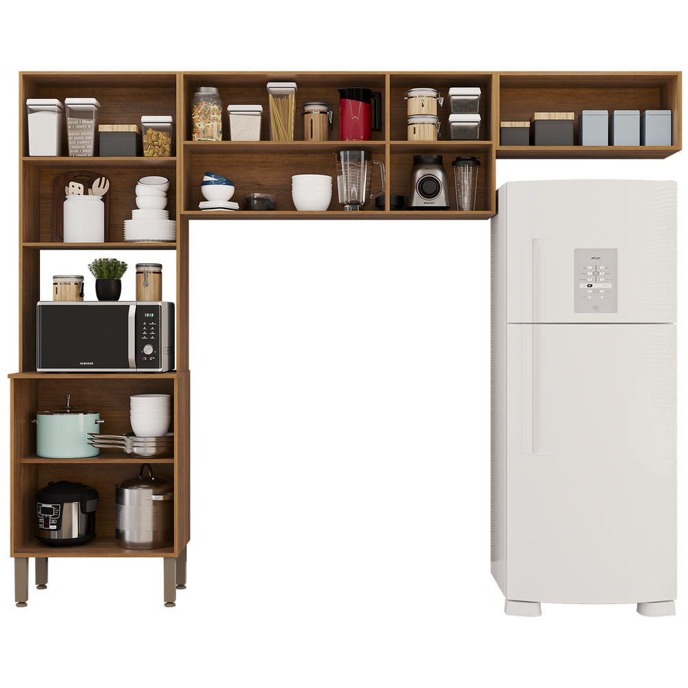 Cozinha 3 Pecas New Valencia (s/balcao) Cinamomo/preto - Salleto