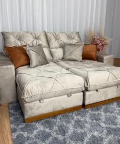 Sofá Retrátil Reclinável Pleno 2.50 - Capuccino Veludo