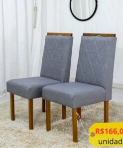 2 Cadeiras Diamante Linho Cinza 2904 Madeira Maciça JCM - Entregue Montada