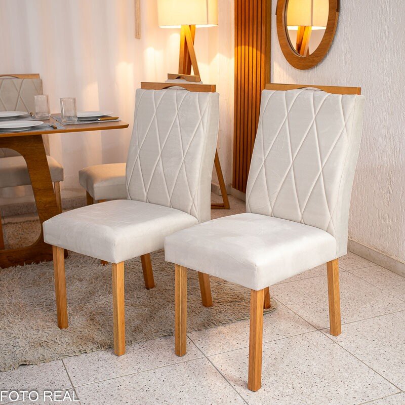 2 Cadeiras Lisboa Bege 512 Madeira Maciça Art Assento - Entregue Montada - Imagem 3