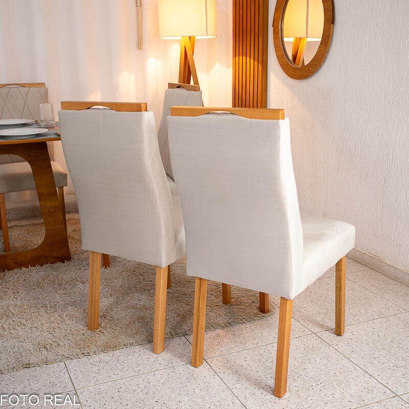 2 Cadeiras Lisboa Bege 512 Madeira Maciça Art Assento - Entregue Montada - Imagem 2