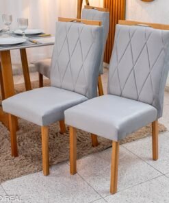 2 Cadeiras Lisboa Prata 514 Madeira Maciça Art Assento - Entregue Montada