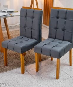 2 Cadeiras Londres Veludo Chumbo Madeira Minas Plac - Entregue Montada