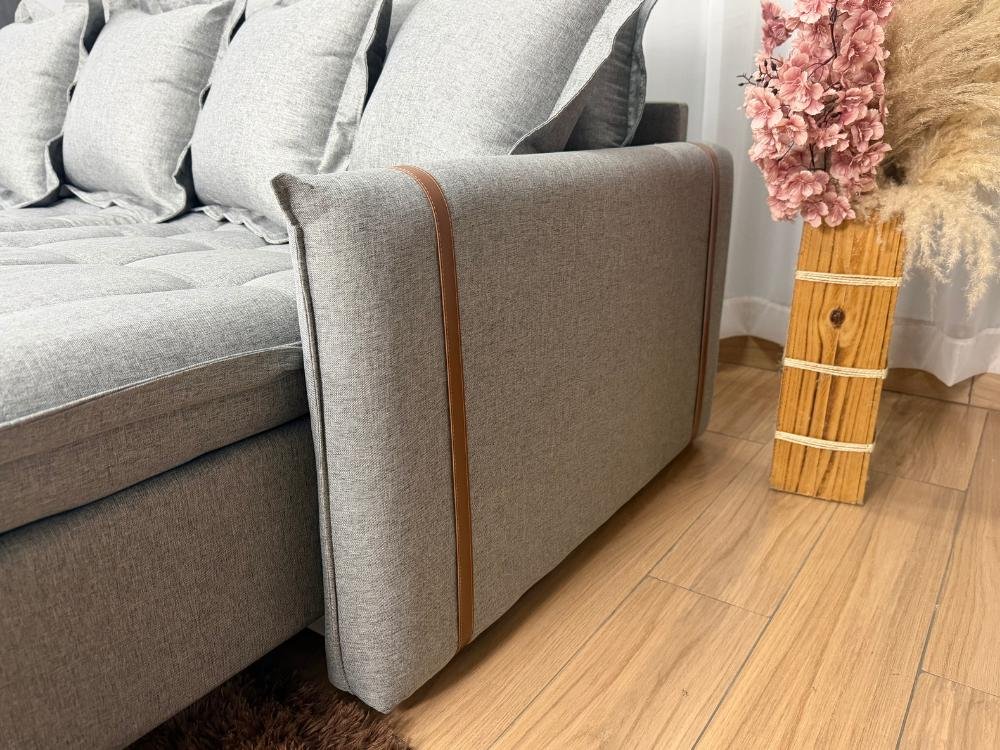 Sofá Cama/Retrátil Genova 2.20m - Cinza Linho - Imagem 11