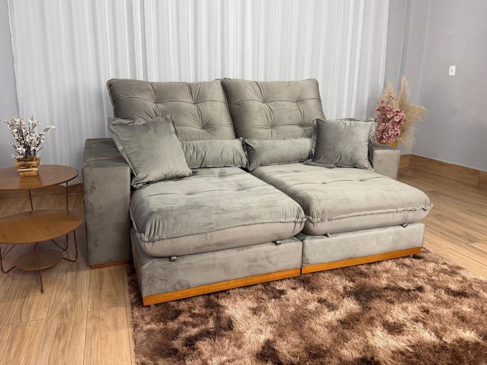 Sofá Retrátil e Reclinável Kioto 2.50m - Capuccino Veludo