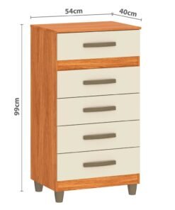 Guarda-Roupa 3 Portas Toronto RP1930 + Cômoda 5 Gavetas Malta CO250 Cinamomo/Off White/Cinamomo – FELLICCI