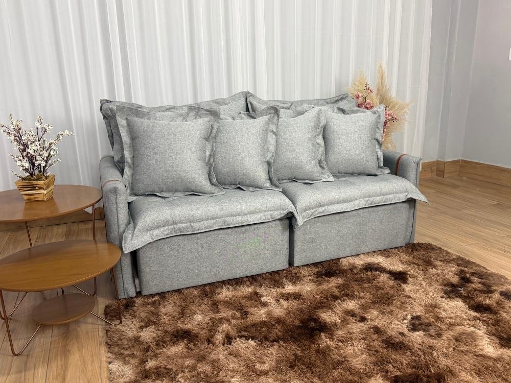 Sofá Cama/Retrátil Genova 2.20m - Cinza Linho - Imagem 2