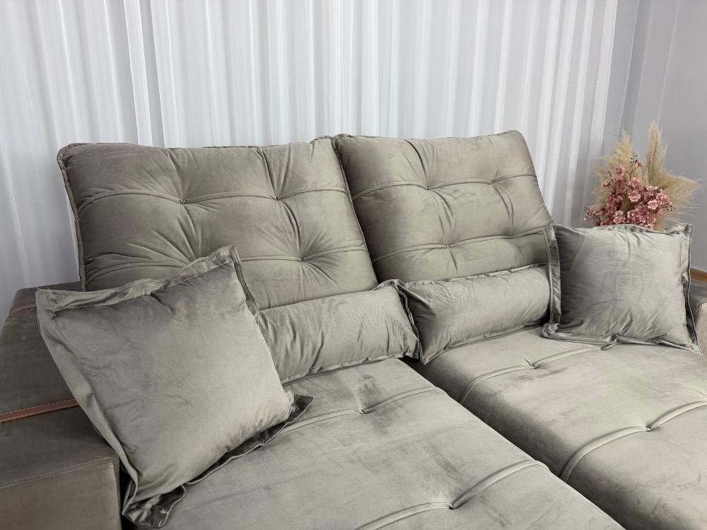 Sofá Retrátil e Reclinável Kioto 2.50m - Capuccino Veludo - Imagem 4