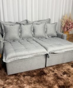 Sofá Cama/Retrátil Genova 2.20m - Cinza Linho