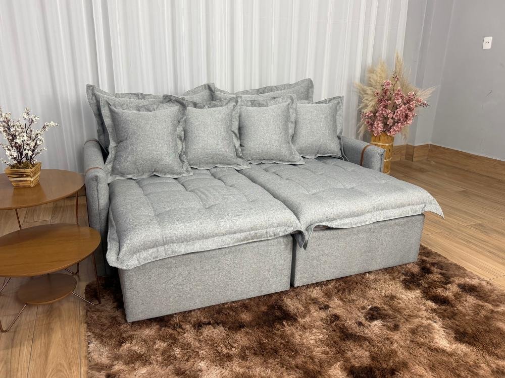 Sofá Cama/Retrátil Genova 2.20m - Cinza Linho