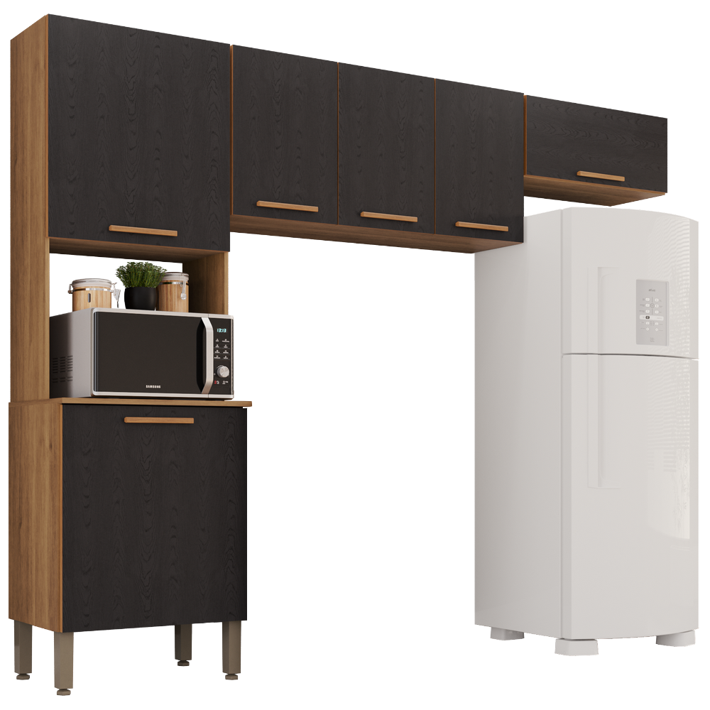 Cozinha 3 Pecas New Valencia (s/balcao) Cinamomo/preto - Salleto