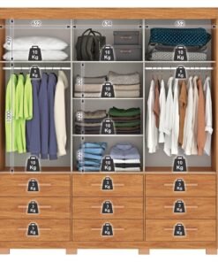 Guarda-Roupa 3 Portas Toronto RP1930 + Cômoda 5 Gavetas Malta CO250 Cinamomo/Off White/Cinamomo – FELLICCI