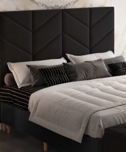 Cabeceira Casal Berlim Veludo Preto B013 - LARMÓVEIS/TREVO ESTOFADOS