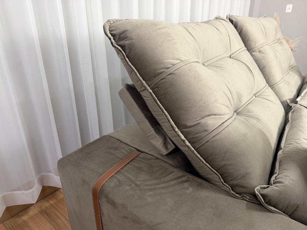 Sofá Retrátil e Reclinável Kioto 2.50m - Capuccino Veludo - Imagem 9