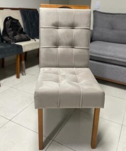 Mesa Alva ME02 120 Canela com 4 Cadeiras Sophia Veludo Bege – KAPPESBERG + WM DECOR