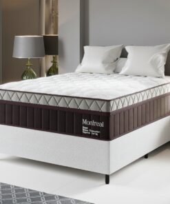Colchão Casal Montreal D28 + Base Box Simples Corino Branco – VIERO MÓVEIS + BIOSTAR