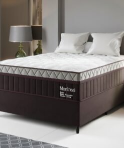 Colchão Casal Montreal D28 + Base Box Simples Corino Marrom – VIERO MÓVEIS + BIOSTAR
