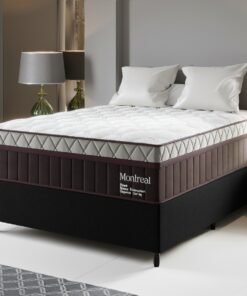Colchão Casal Montreal D28 + Base Box Simples Corino Preto – VIERO MÓVEIS + BIOSTAR