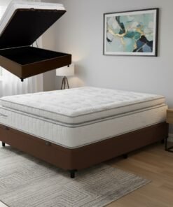 Colchão Casal New Freedom D33 Base Box Baú Corino Marrom – ORTOBOM + ALTO NÍVEL CAMAS E COLCHÕES