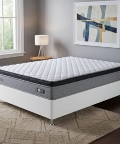 Colchão Casal Qatar D28 + Base Box Simples Corino Branco – DESIGN COLCHÕES + BIOSTAR