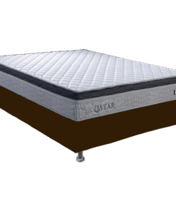 Colchão Casal Qatar D28 + Base Box Simples Corino Marrom – DESIGN COLCHÕES + BIOSTAR