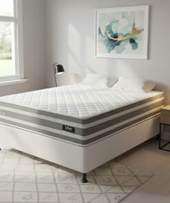 Colchão Casal Talismã D28 + Base Box Simples Corino Branco – DESIGN COLCHÕES + ALTO NÍVEL CAMAS E COLCHÕES