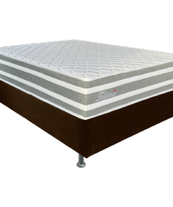 Colchão Casal Talismã D28 + Base Box Simples Corino Marrom – DESIGN COLCHÕES + BIOSTAR