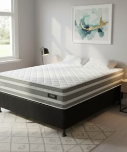 Colchão Casal Talismã D28 + Base Box Simples Corino Preto – DESIGN COLCHÕES + BIOSTAR