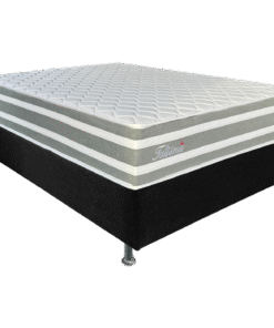Colchão Casal Talismã D28 + Base Box Simples Corino Preto – DESIGN COLCHÕES + BIOSTAR