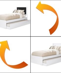 Cama Solteiro Barcelona + Auxiliar Branco/preto/branco - Tebarrot Do Brasil