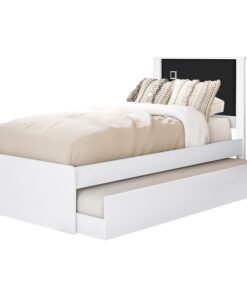 Cama Solteiro Barcelona + Auxiliar Branco/preto/branco - Tebarrot Do Brasil
