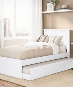 Cama Solteiro Barcelona + Auxiliar Branco/preto/branco - Tebarrot Do Brasil