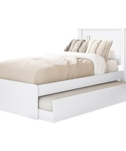 Cama Solteiro Barcelona + Auxiliar Branco/preto/branco - Tebarrot Do Brasil