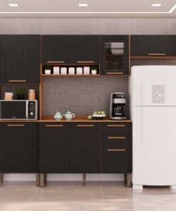 Cozinha New ValÊncia (vidro FumÊ) Cinamomo/preto - SallÊto