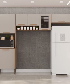 Cozinha 3 PeÇas New ValÊncia Vidro FumÊ (s/balcÃo) Cinamomo/off White - SallÊto