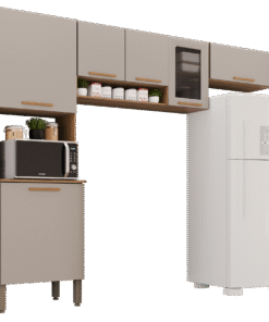 Cozinha 3 PeÇas New ValÊncia Vidro FumÊ (s/balcÃo) Cinamomo/off White - SallÊto