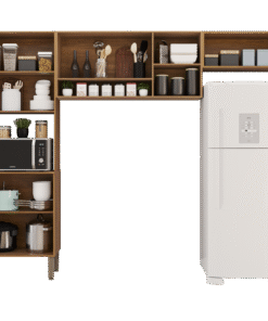 Cozinha 3 PeÇas New ValÊncia Vidro FumÊ (s/balcÃo) Cinamomo/off White - SallÊto