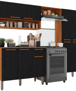 Cozinha Completa Com BalcÃo Madri Cinamomo/preto - SallÊto