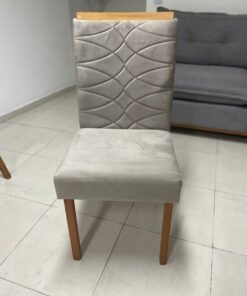 Mesa Salinas 90 Cinamomo/off White Com 4 Cadeiras Safira Veludo Bege – Cel MÓveis + Cel MÓveis