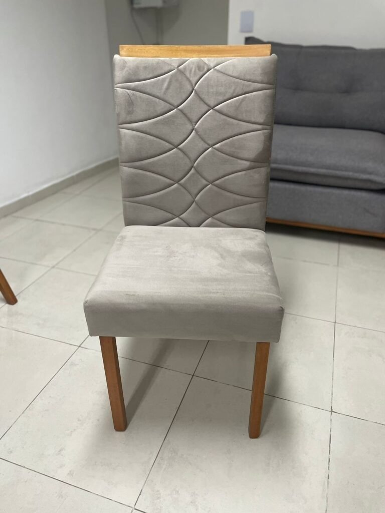 Mesa Salinas 90 Cinamomo/off White Com 4 Cadeiras Safira Veludo Bege – Cel MÓveis + Cel MÓveis