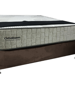 ColchÃo Casal Exclusive Foam D33 + Base Box Simples Corino Marrom – Ortobom + Alto NÍvel Camas E ColchÕes