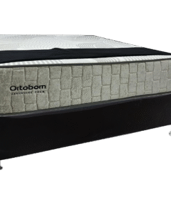 ColchÃo Casal Exclusive Foam D33 + Base Box Simples Corino Preto – Ortobom + Alto NÍvel Camas E ColchÕes