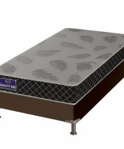 Colchão Solteiro Quality D20 14 cm 0,88 m + Base Box Simples Corino Marrom – ORTHOPRIME + BIOSTAR