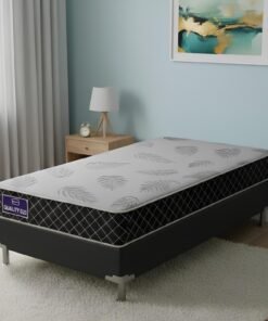 Colchão Solteiro Quality D20 14 cm 0,88 m + Base Box Simples Corino Preto – ORTHOPRIME + BIOSTAR